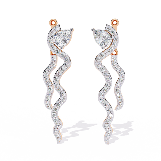 Pear And Round Cut White Colorless Daimond Antique Delicate Classic Handcrafted Party Wear Drop Earring For Her