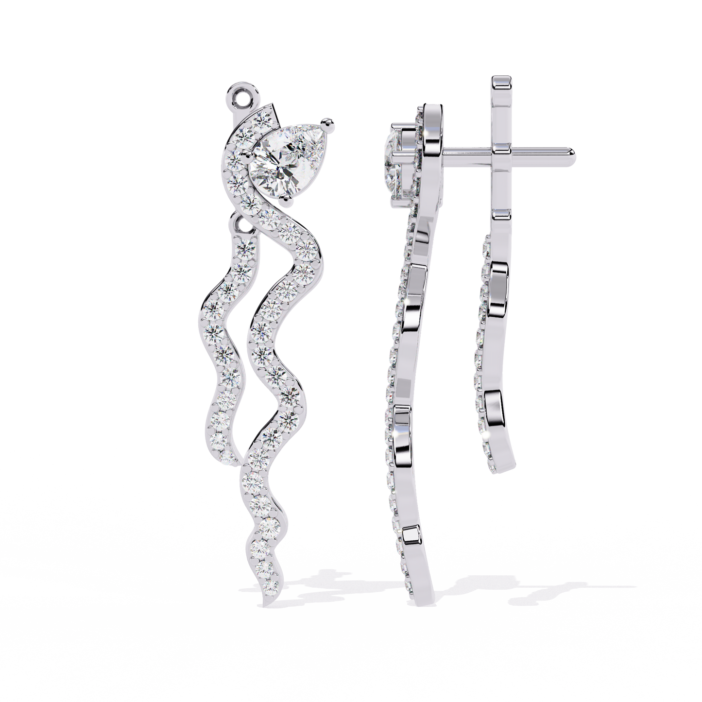 Pear And Round Cut White Colorless Daimond Antique Delicate Classic Handcrafted Party Wear Drop Earring For Her