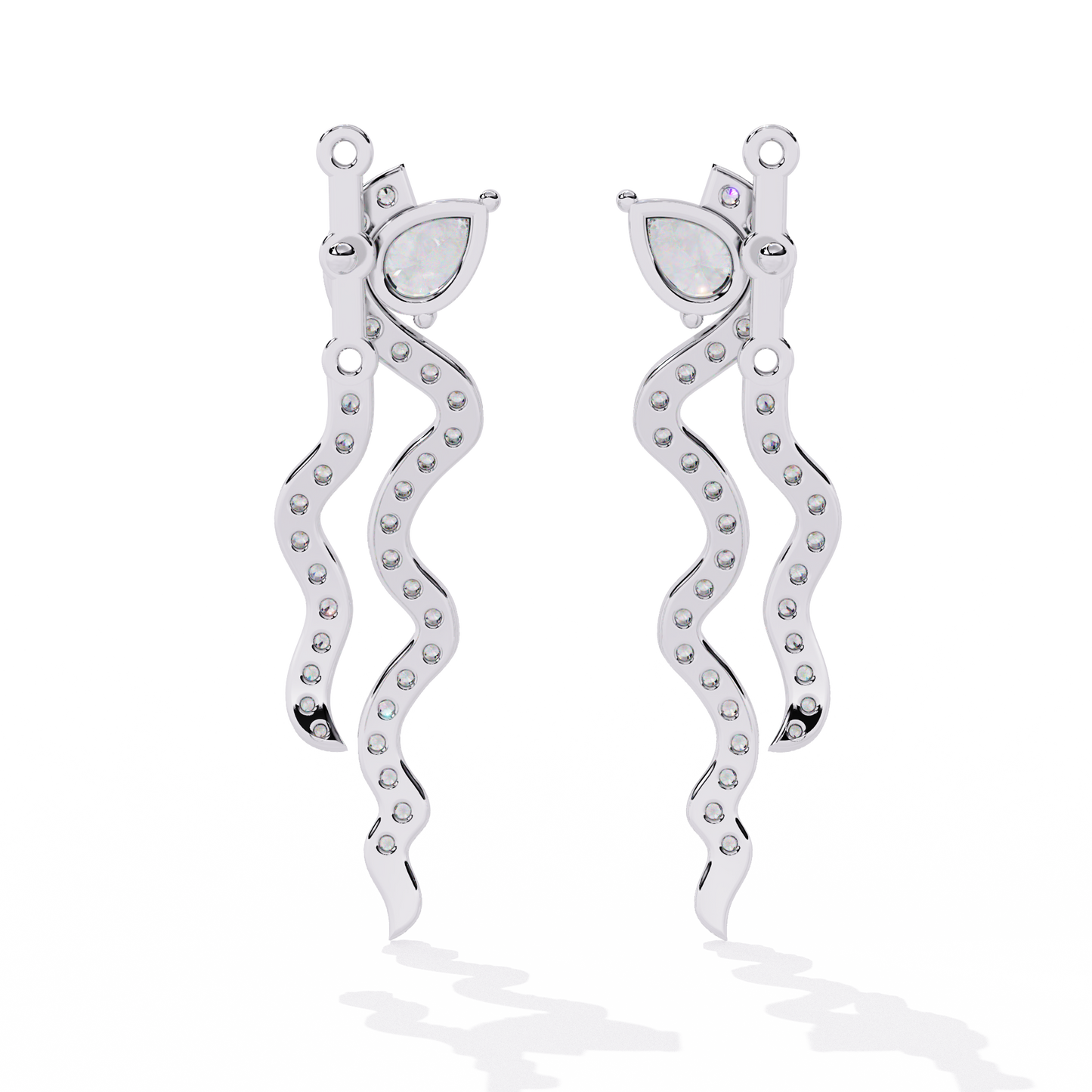 Pear And Round Cut White Colorless Daimond Antique Delicate Classic Handcrafted Party Wear Drop Earring For Her