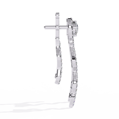 Pear And Round Cut White Colorless Daimond Antique Delicate Classic Handcrafted Party Wear Drop Earring For Her