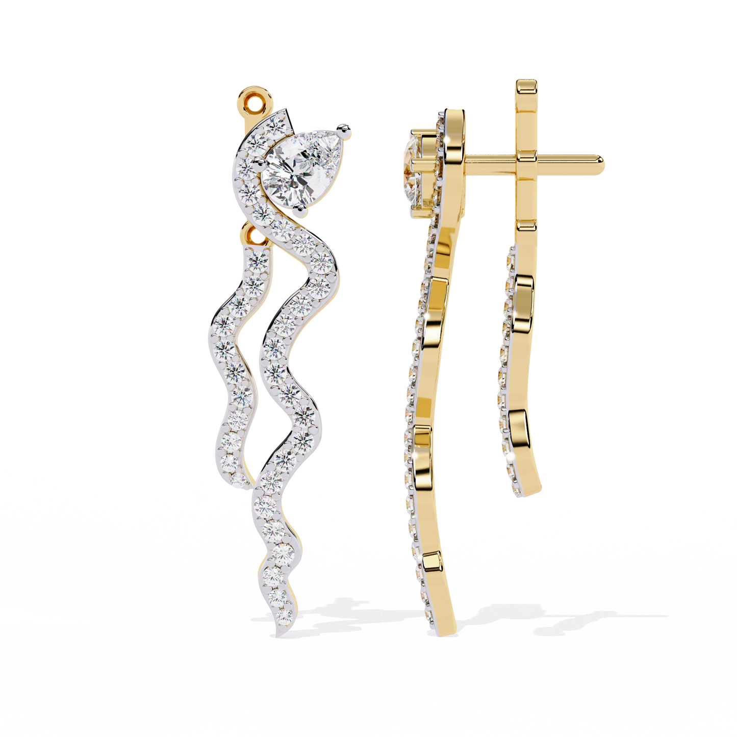 Pear And Round Cut White Colorless Daimond Antique Delicate Classic Handcrafted Party Wear Drop Earring For Her