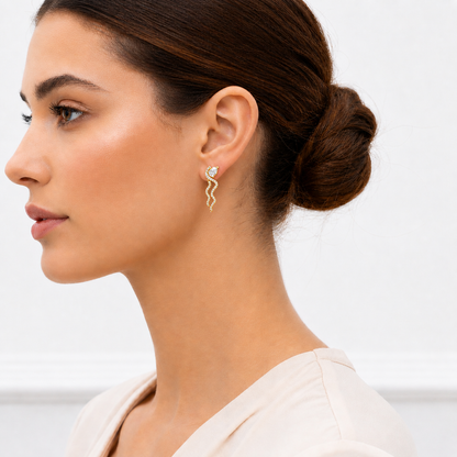 Pear And Round Cut White Colorless Daimond Antique Delicate Classic Handcrafted Party Wear Drop Earring For Her - HIGHCARAT DIAMONDS
