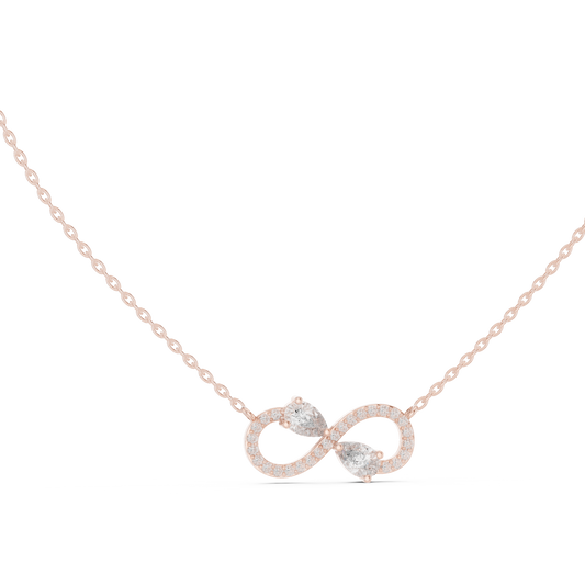 Round & Pear Shape Infinity Type Shinning 14k Solid White Gold Diamond Pendant For Her - HIGHCARAT DIAMONDS