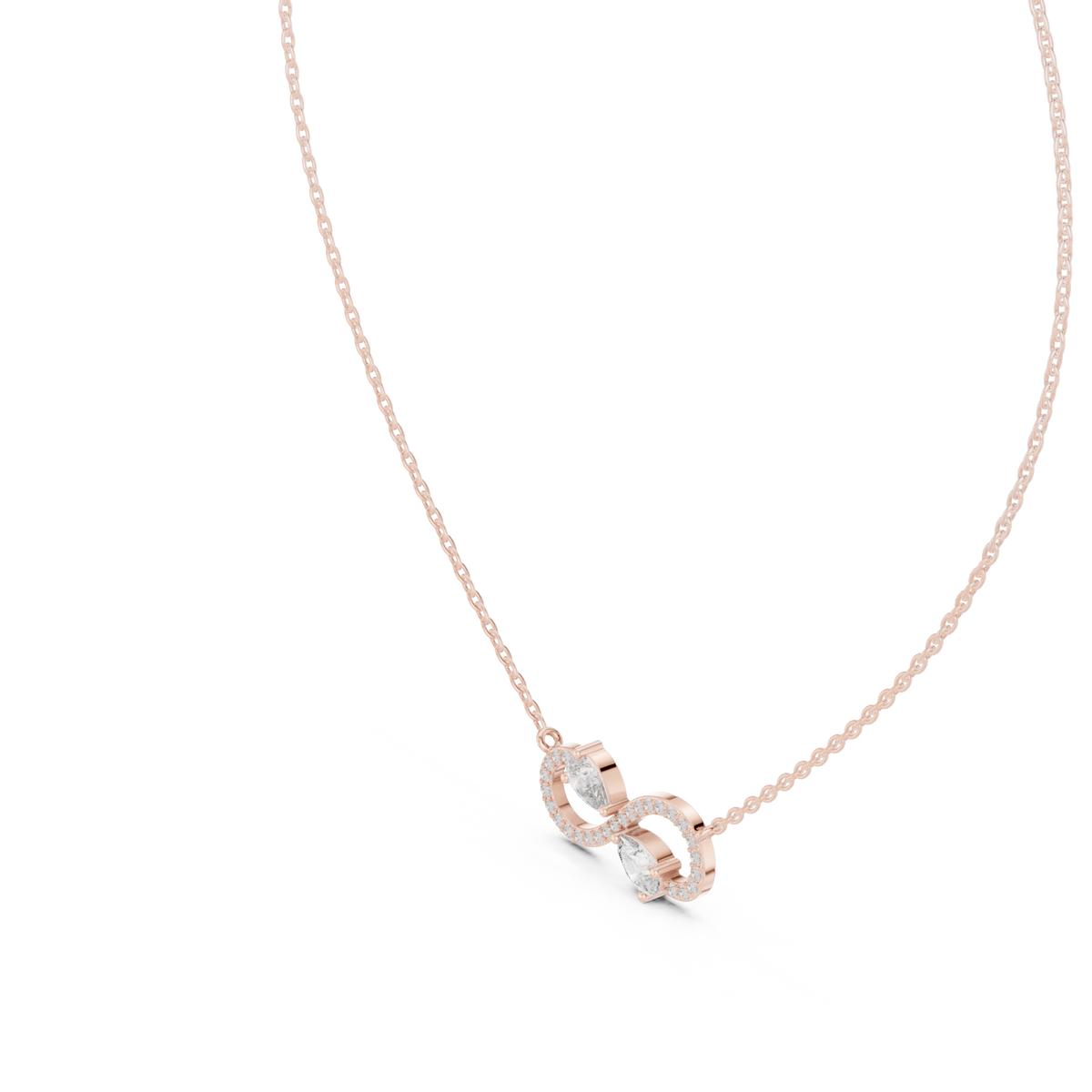 Round & Pear Shape Infinity Type Shinning 14k Solid White Gold Diamond Pendant For Her - HIGHCARAT DIAMONDS