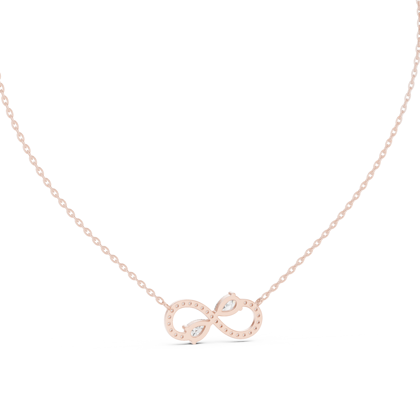 Round & Pear Shape Infinity Type Shinning 14k Solid White Gold Diamond Pendant For Her - HIGHCARAT DIAMONDS