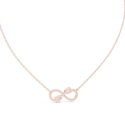Round & Pear Shape Infinity Type Shinning 14k Solid White Gold Diamond Pendant For Her - HIGHCARAT DIAMONDS