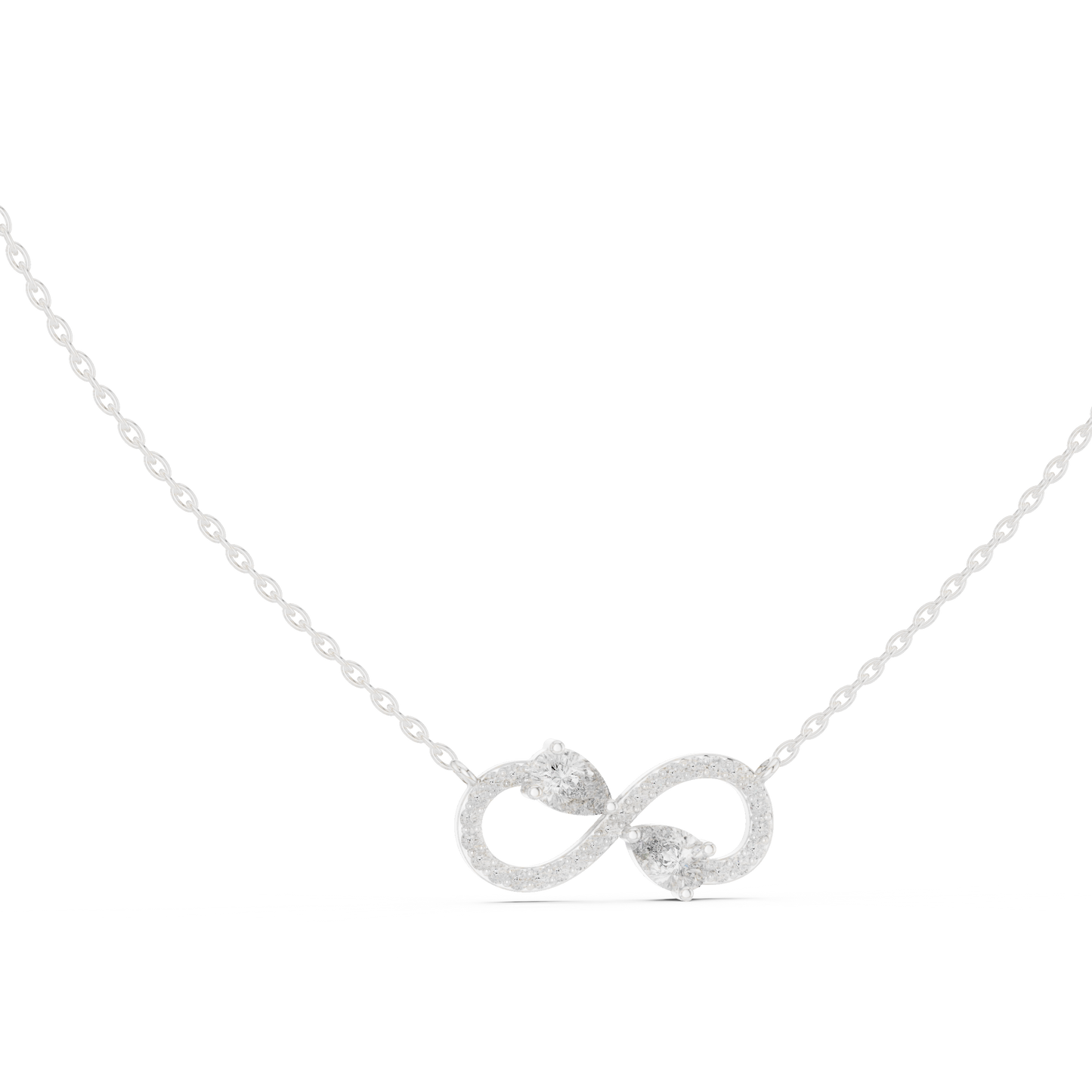 Round & Pear Shape Infinity Type Shinning 14k Solid White Gold Diamond Pendant For Her - HIGHCARAT DIAMONDS