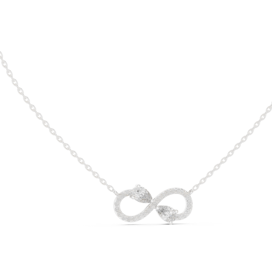Round & Pear Shape Infinity Type Shinning 14k Solid White Gold Diamond Pendant For Her - HIGHCARAT DIAMONDS