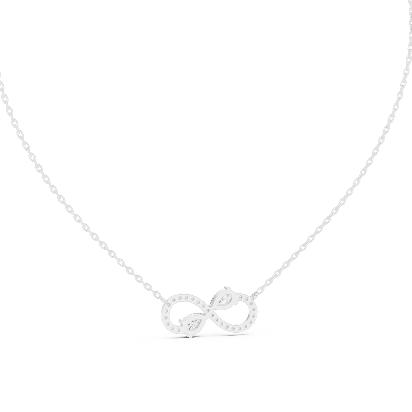 Round & Pear Shape Infinity Type Shinning 14k Solid White Gold Diamond Pendant For Her - HIGHCARAT DIAMONDS