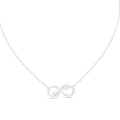 Round & Pear Shape Infinity Type Shinning 14k Solid White Gold Diamond Pendant For Her - HIGHCARAT DIAMONDS