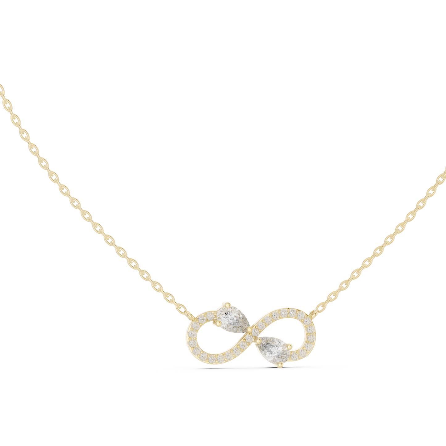 Round & Pear Shape Infinity Type Shinning 14k Solid White Gold Diamond Pendant For Her - HIGHCARAT DIAMONDS