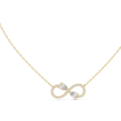 Round & Pear Shape Infinity Type Shinning 14k Solid White Gold Diamond Pendant For Her - HIGHCARAT DIAMONDS