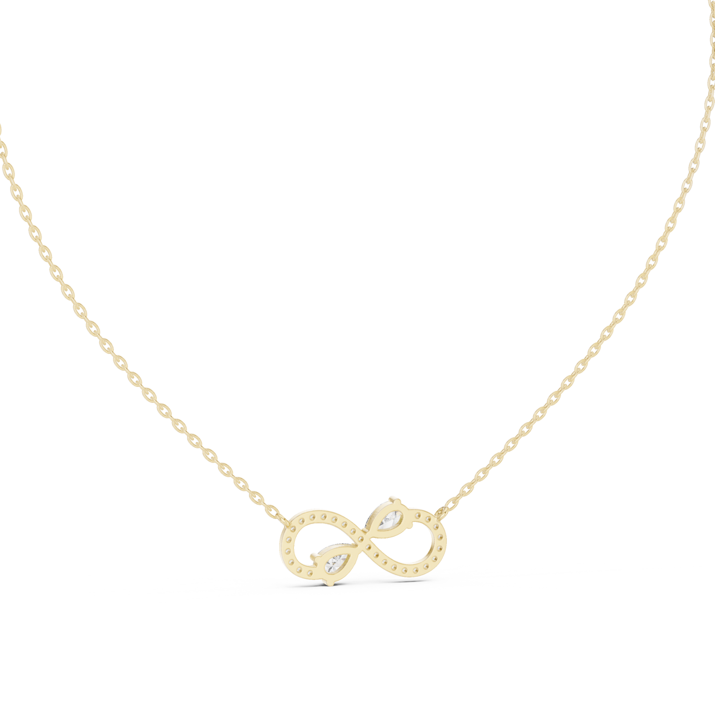 Round & Pear Shape Infinity Type Shinning 14k Solid White Gold Diamond Pendant For Her - HIGHCARAT DIAMONDS