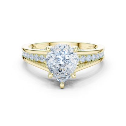 Pear Cut 2.29Ct Colorless Lab Grown Diamond Ring, Round Side Stone Accented Perfect Party Wear Ring Gift For Women's