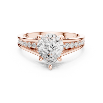 Pear Cut 2.29Ct Colorless Lab Grown Diamond Ring, Round Side Stone Accented Perfect Party Wear Ring Gift For Women's