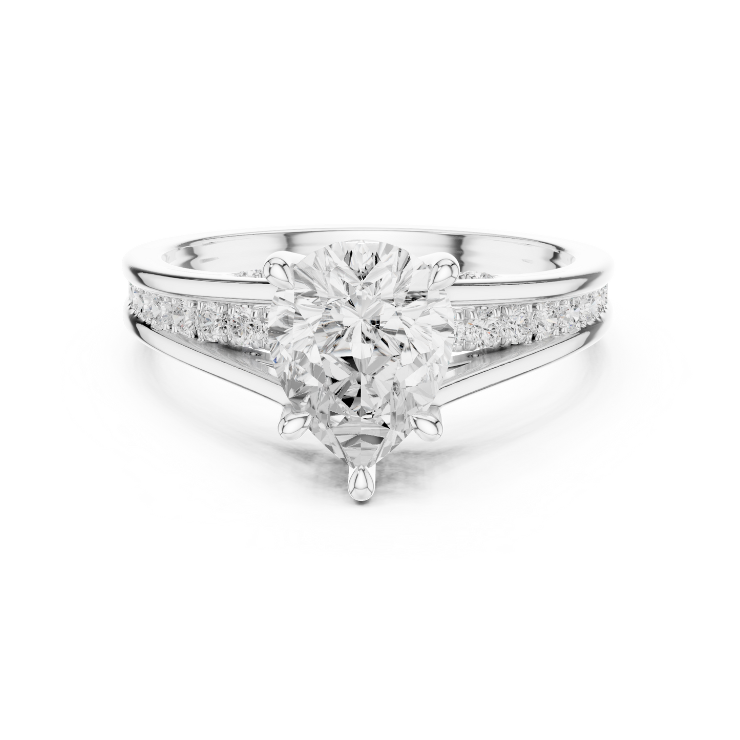 Pear Cut 2.29Ct Colorless Lab Grown Diamond Ring, Round Side Stone Accented Perfect Party Wear Ring Gift For Women's