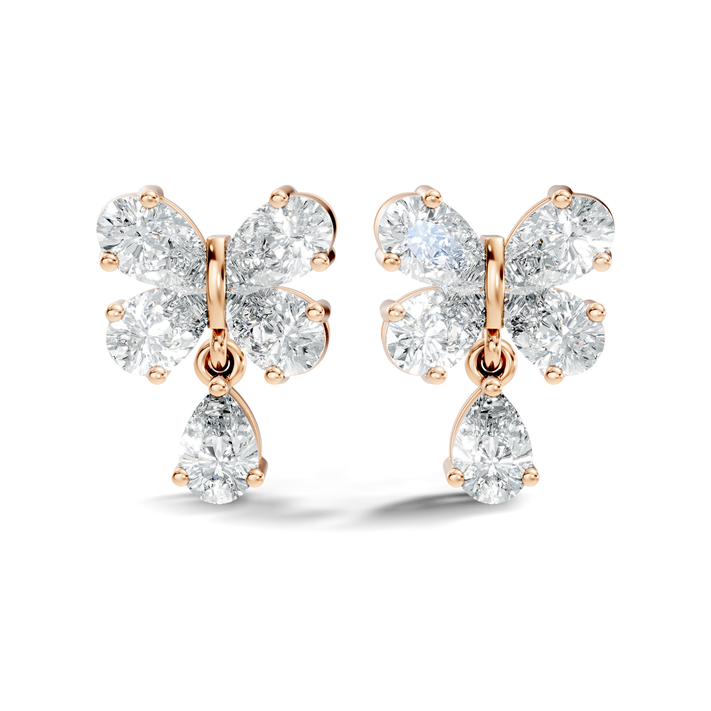 Butterfly Shape Pear Cut Lab Grown Diamond 2.26 Ct Solitaire classic Studs Diamond Earrings For Girl - HIGHCARAT DIAMONDS