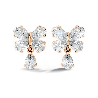 Butterfly Shape Pear Cut Lab Grown Diamond 2.26 Ct Solitaire classic Studs Diamond Earrings For Girl - HIGHCARAT DIAMONDS