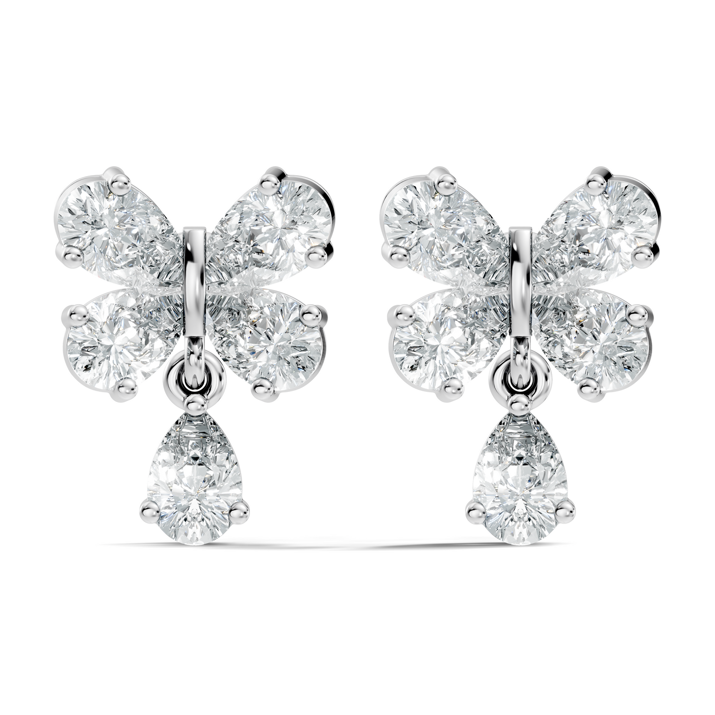 Butterfly Shape Pear Cut Lab Grown Diamond 2.26 Ct Solitaire classic Studs Diamond Earrings For Girl - HIGHCARAT DIAMONDS