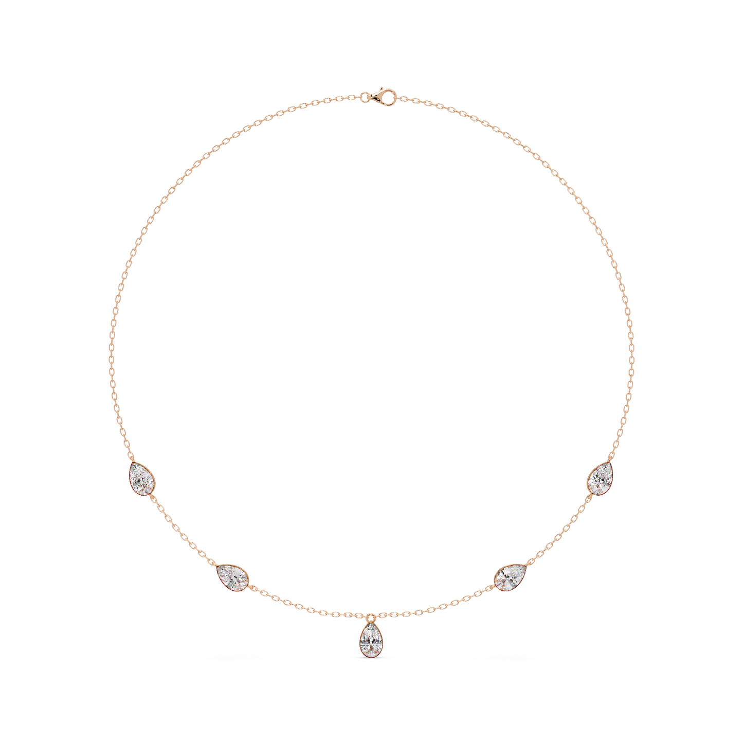 Pear Cut Five Stone Lab-Grown Diamond Station Necklace - HIGHCARAT DIAMONDS