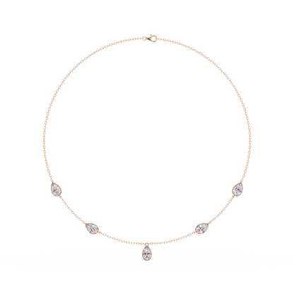 Pear Cut Five Stone Lab-Grown Diamond Station Necklace - HIGHCARAT DIAMONDS