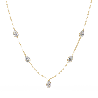 Pear Cut Five Stone Lab-Grown Diamond Station Necklace - HIGHCARAT DIAMONDS