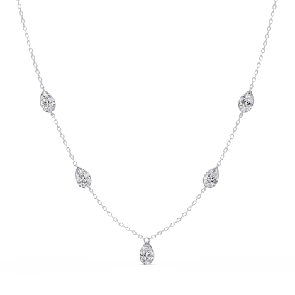 Pear Cut Five Stone Lab-Grown Diamond Station Necklace - HIGHCARAT DIAMONDS