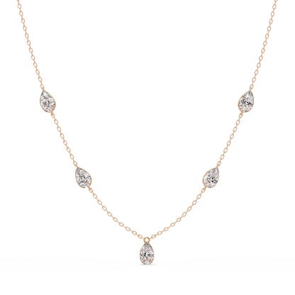 Pear Cut Five Stone Lab-Grown Diamond Station Necklace - HIGHCARAT DIAMONDS