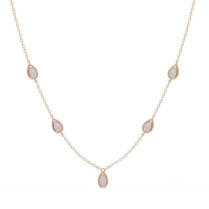 Pear Cut Five Stone Lab-Grown Diamond Station Necklace - HIGHCARAT DIAMONDS