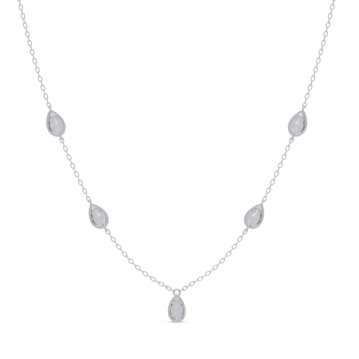 Pear Cut Five Stone Lab-Grown Diamond Station Necklace - HIGHCARAT DIAMONDS