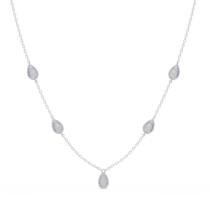 Pear Cut Five Stone Lab-Grown Diamond Station Necklace - HIGHCARAT DIAMONDS