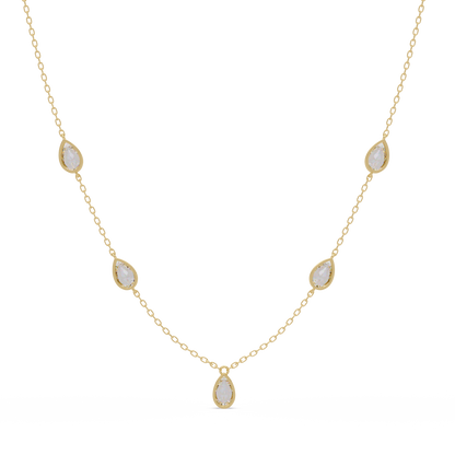 Pear Cut Five Stone Lab-Grown Diamond Station Necklace - HIGHCARAT DIAMONDS