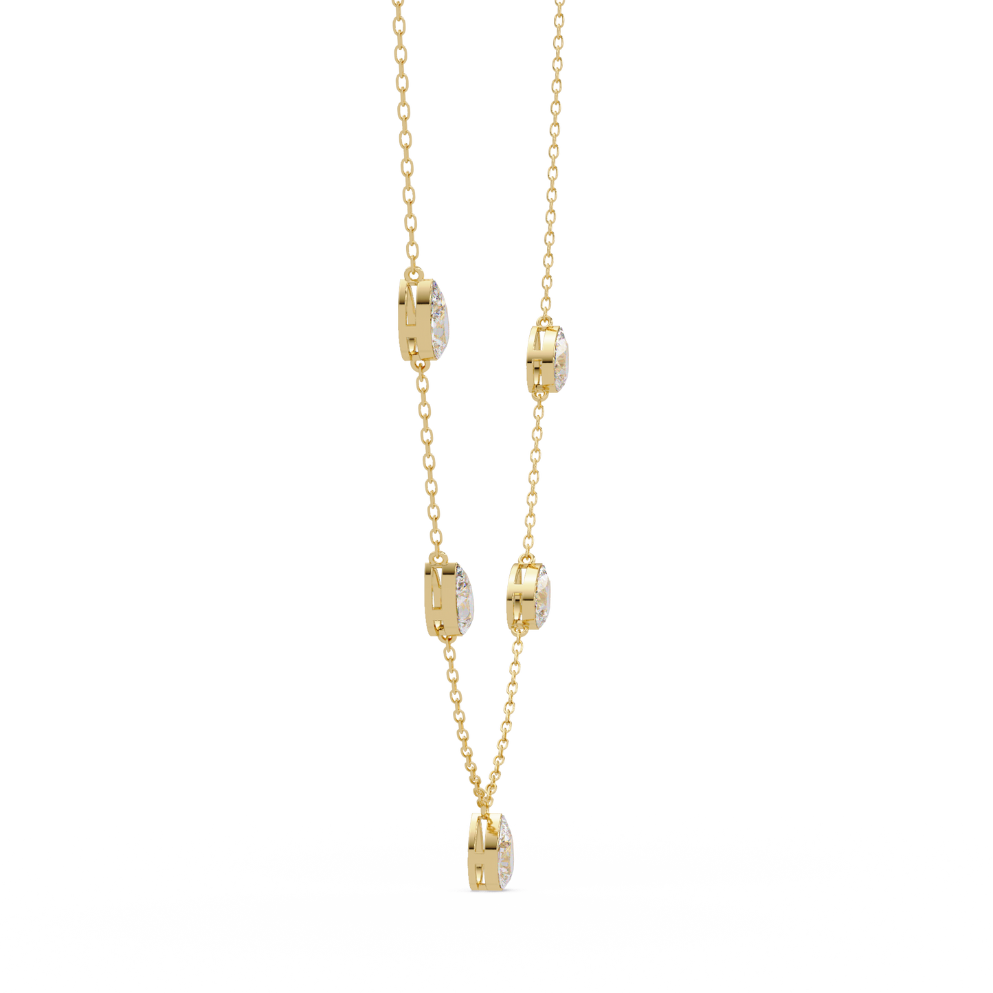 Pear Cut Five Stone Lab-Grown Diamond Station Necklace - HIGHCARAT DIAMONDS