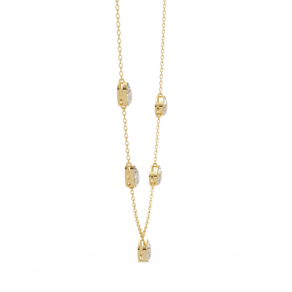 Pear Cut Five Stone Lab-Grown Diamond Station Necklace - HIGHCARAT DIAMONDS