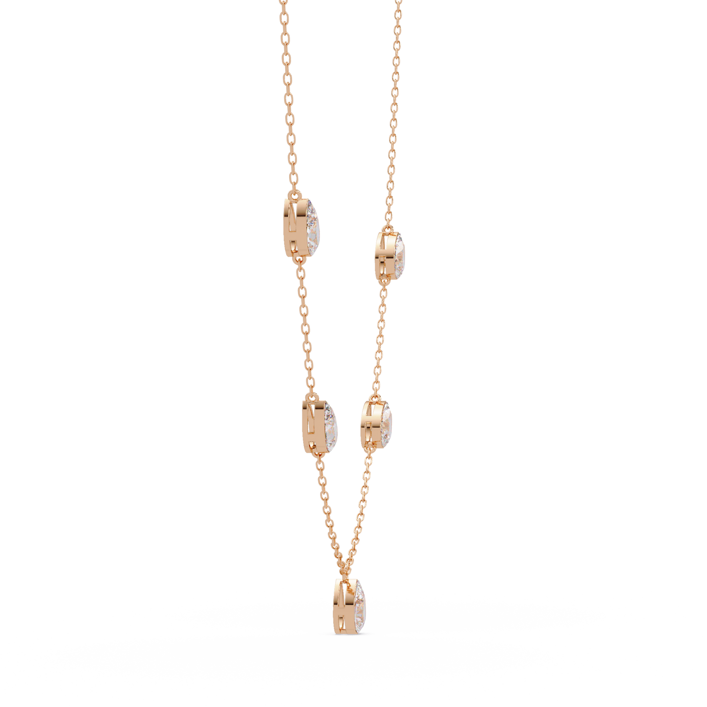Pear Cut Five Stone Lab-Grown Diamond Station Necklace - HIGHCARAT DIAMONDS
