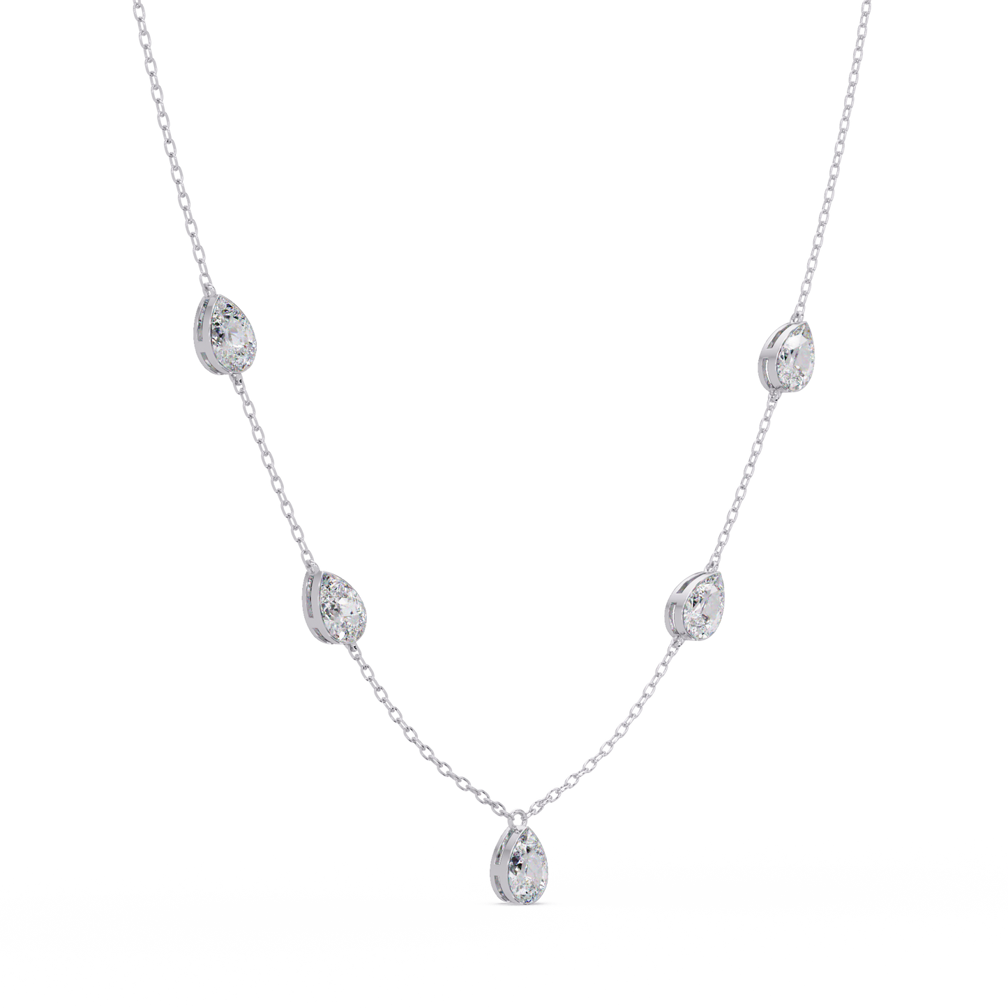 Pear Cut Five Stone Lab-Grown Diamond Station Necklace - HIGHCARAT DIAMONDS