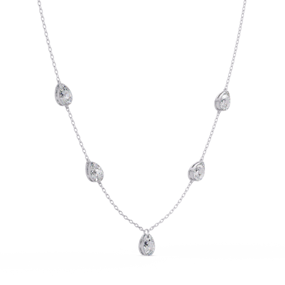 Pear Cut Five Stone Lab-Grown Diamond Station Necklace - HIGHCARAT DIAMONDS