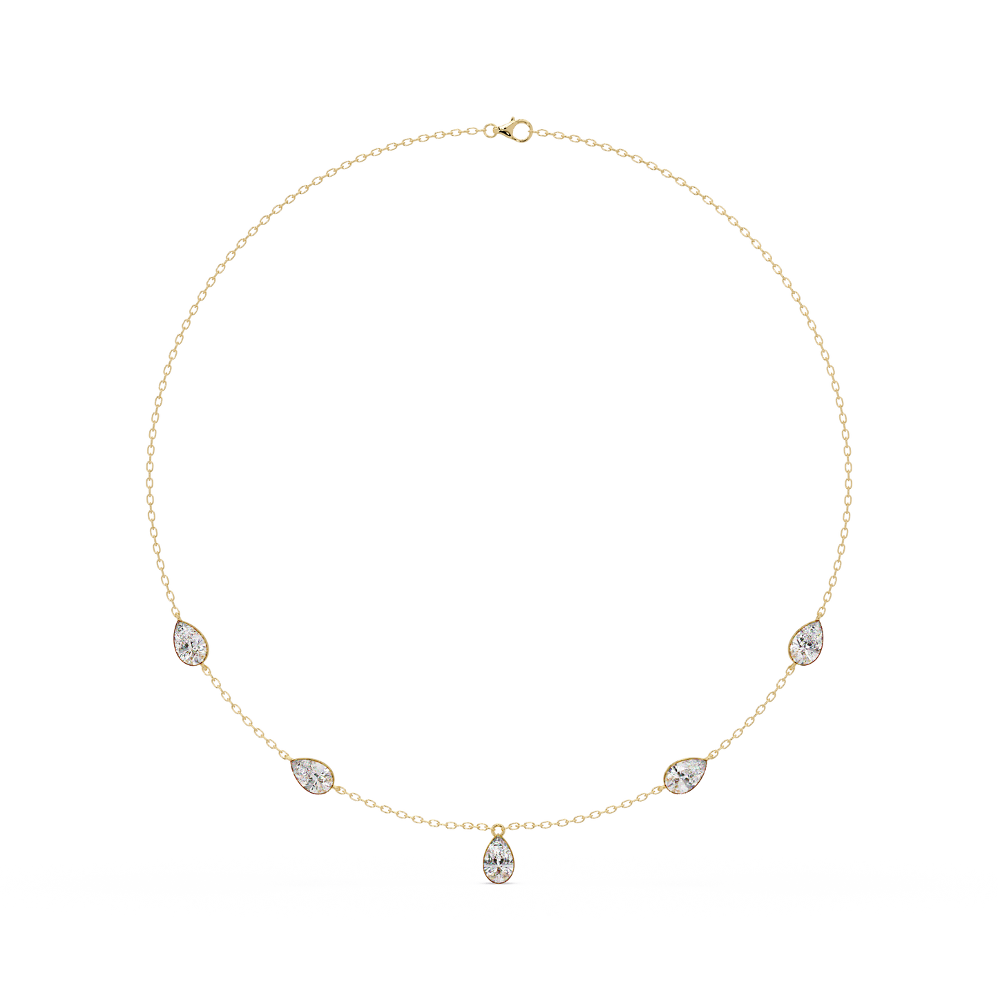 Pear Cut Five Stone Lab-Grown Diamond Station Necklace - HIGHCARAT DIAMONDS