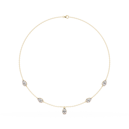 Pear Cut Five Stone Lab-Grown Diamond Station Necklace - HIGHCARAT DIAMONDS
