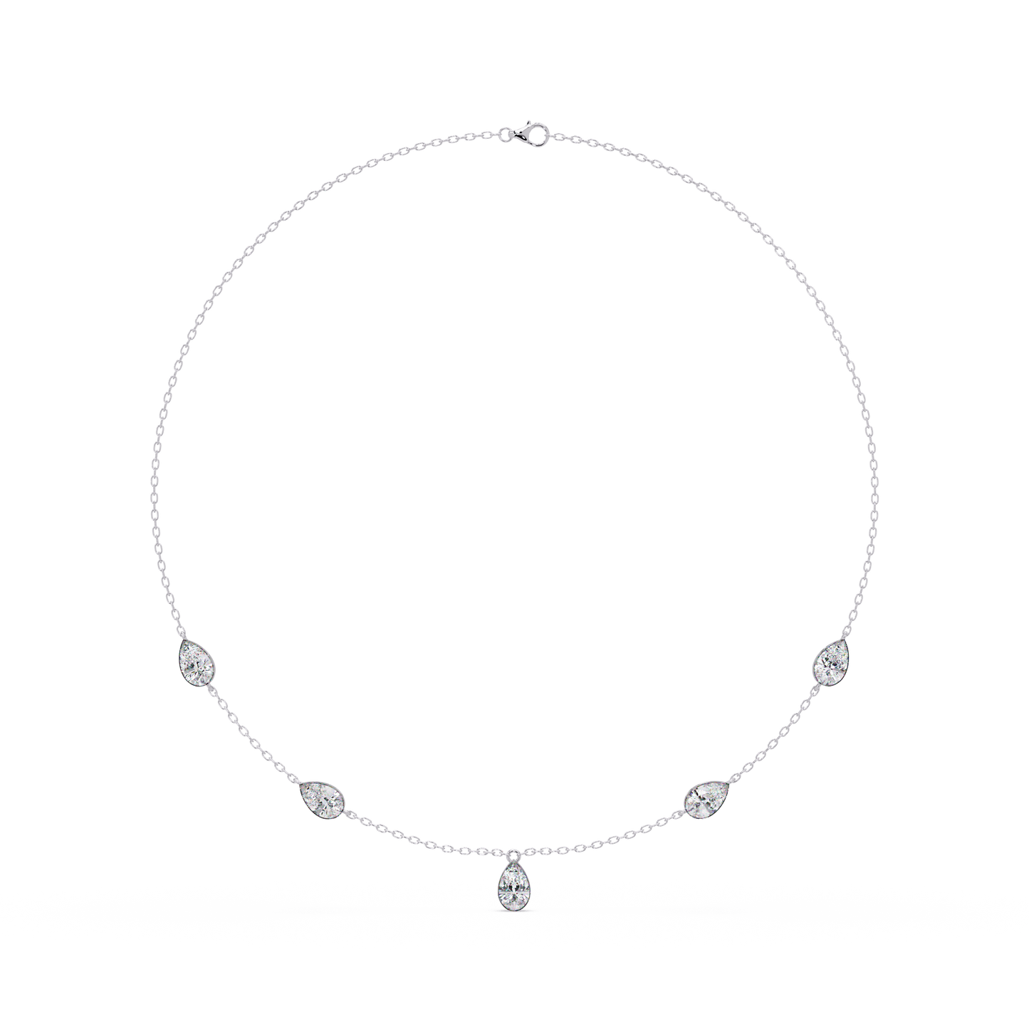 Pear Cut Five Stone Lab-Grown Diamond Station Necklace - HIGHCARAT DIAMONDS