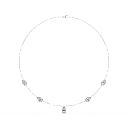 Pear Cut Five Stone Lab-Grown Diamond Station Necklace - HIGHCARAT DIAMONDS