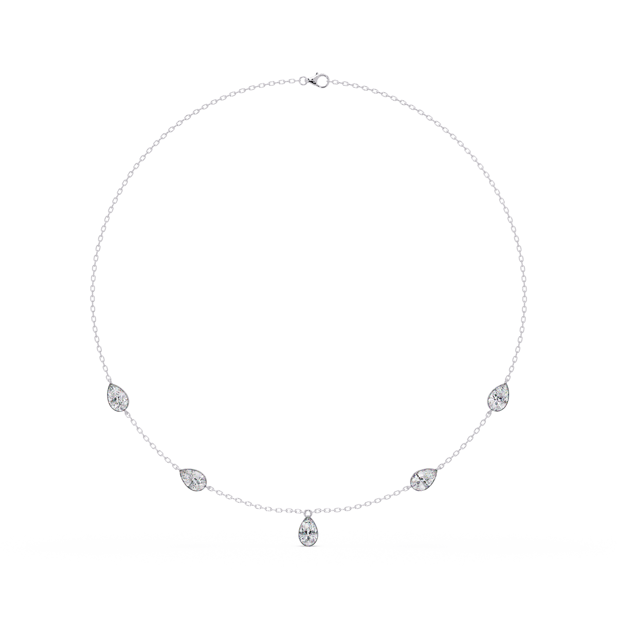 Pear Cut Five Stone Lab-Grown Diamond Station Necklace - HIGHCARAT DIAMONDS