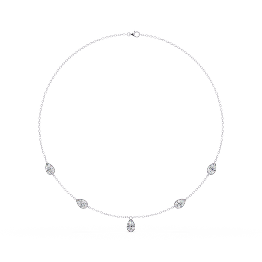 Pear Cut Five Stone Lab-Grown Diamond Station Necklace - HIGHCARAT DIAMONDS
