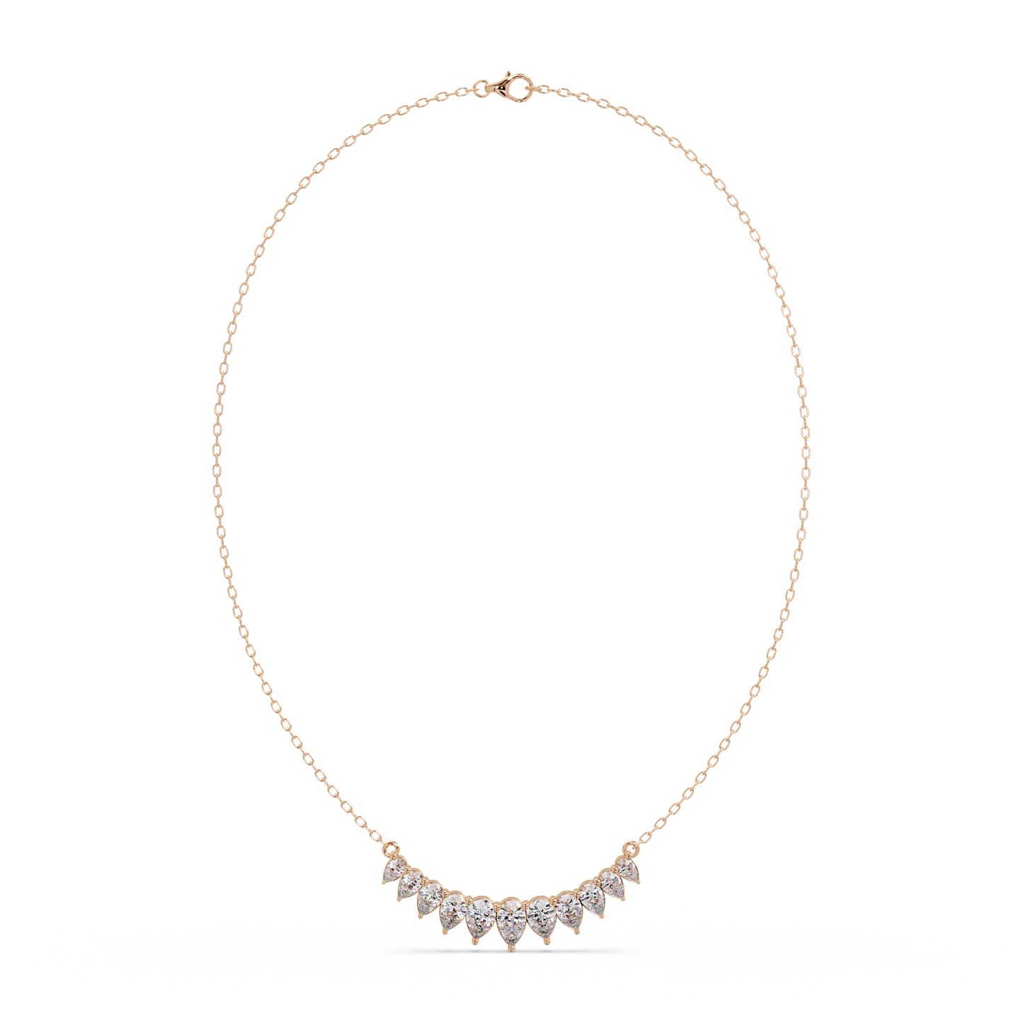 Pear Cut Graduation Curve Lab Grown Diamond Necklace - HIGHCARAT DIAMONDS