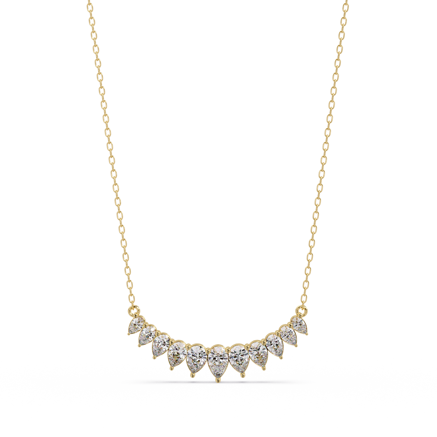 Pear Cut Graduation Curve Lab Grown Diamond Necklace - HIGHCARAT DIAMONDS