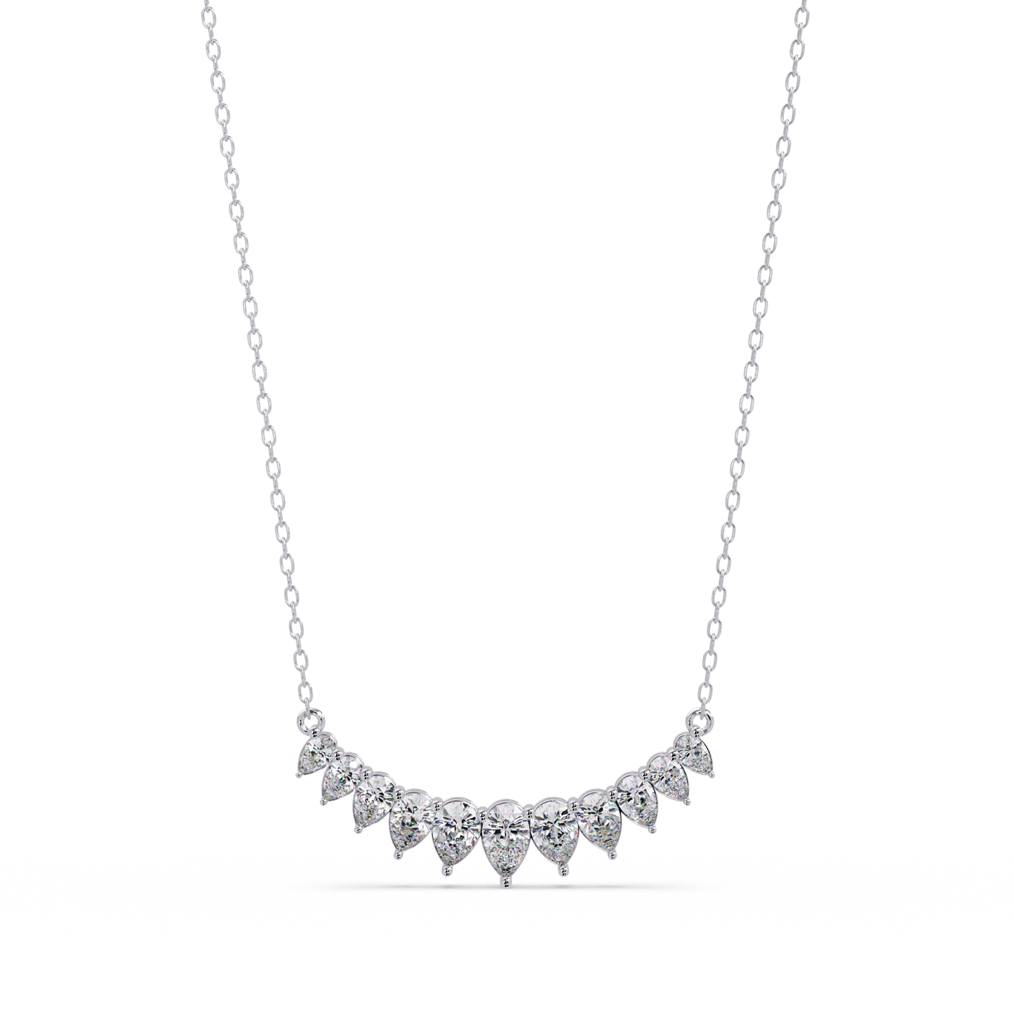 Pear Cut Graduation Curve Lab Grown Diamond Necklace - HIGHCARAT DIAMONDS