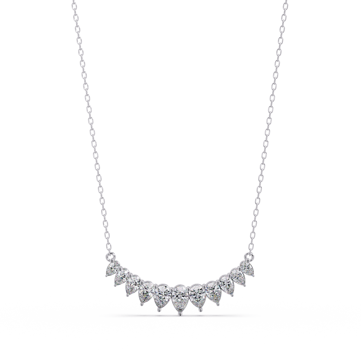 Pear Cut Graduation Curve Lab Grown Diamond Necklace - HIGHCARAT DIAMONDS