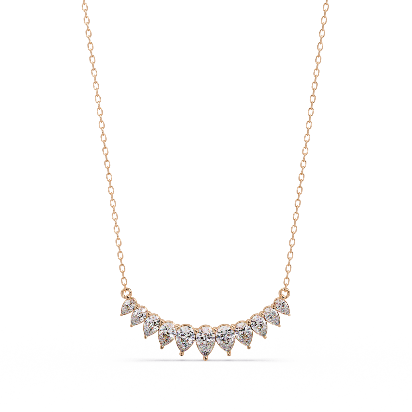 Pear Cut Graduation Curve Lab Grown Diamond Necklace - HIGHCARAT DIAMONDS