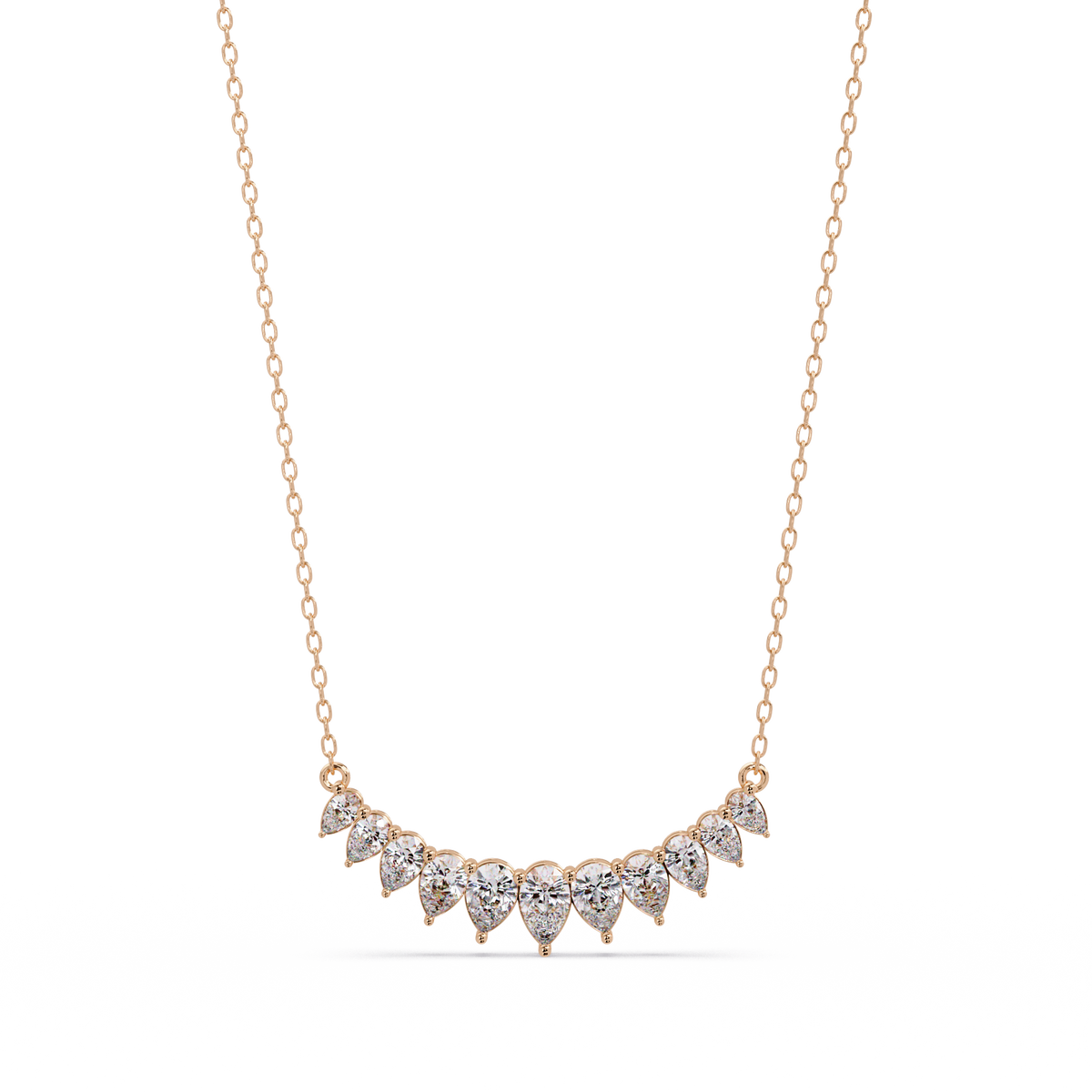 Pear Cut Graduation Curve Lab Grown Diamond Necklace - HIGHCARAT DIAMONDS