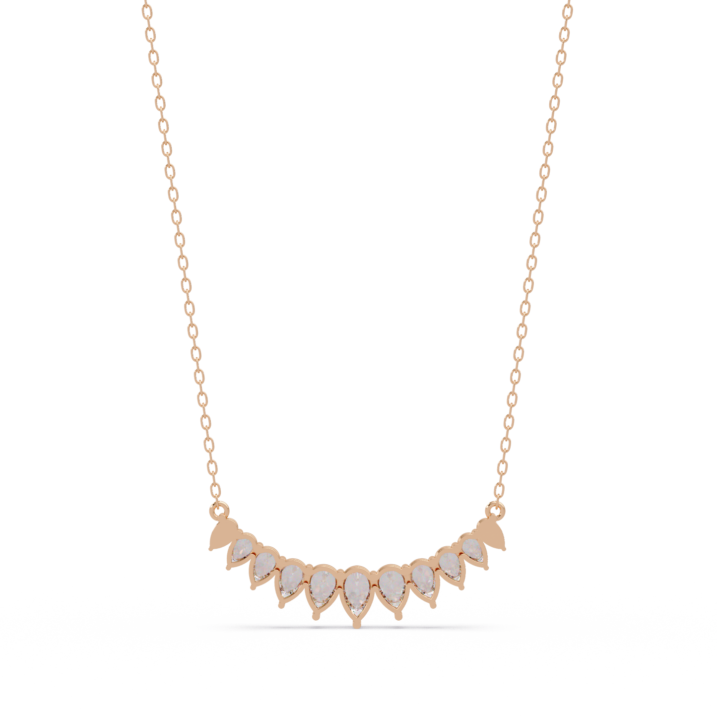Pear Cut Graduation Curve Lab Grown Diamond Necklace - HIGHCARAT DIAMONDS